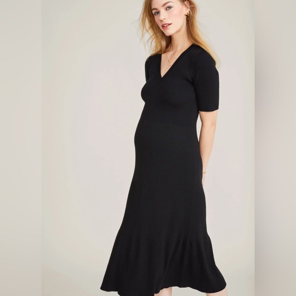 HATCH Maternity The Vivienne Knit Dress Black Midi✨$298 NEW WITH TAGS